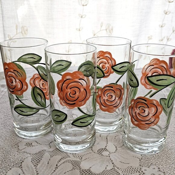 Pfaltzgraff Other - 4 Pfaltzgraff Tango Ice Tea Glasses 6.25" water 12oz botanical green leaf glass